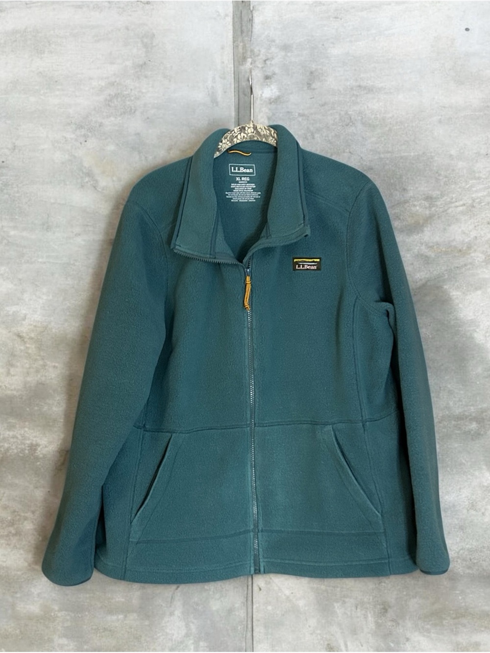 LL Bean Fleece Jacket Womens XL REG Teal Full Zip 100% Recycled Poly Outdoor